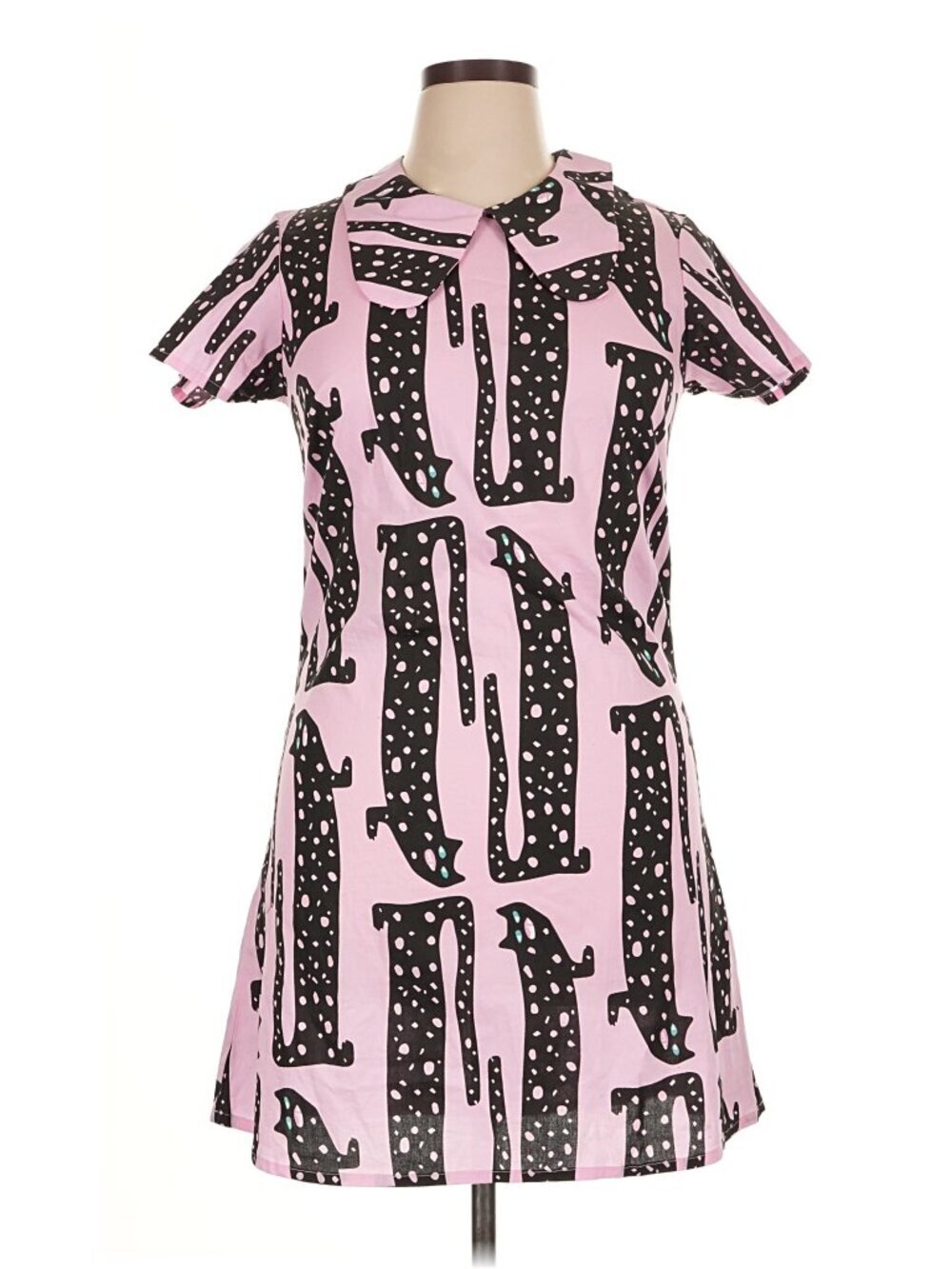 Nooworks Peter Pan Dress Sondler Cat Print Pink Black XL NWT